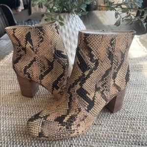Lucky Brand Snake Print Leather Ankle Boots